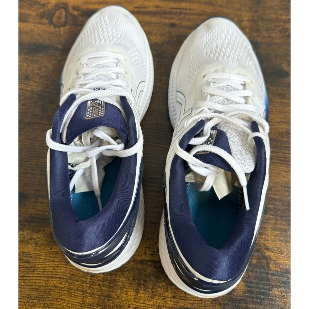 Asics Gel Kayano 26 Womens 9 Running Shoes White Navy Blue Sneaker *No Insoles* - Picture 13 of 15